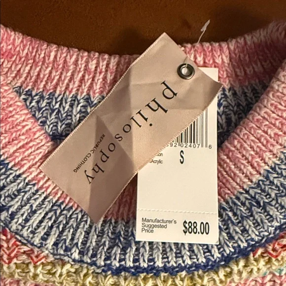 Philosophy Pastel Stripe Knit Sweater in Pink, Blue, Yellow, Mint, Lavender - Picture 2 of 3